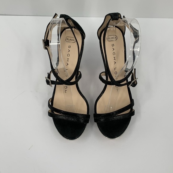Sacha London Juvela strappy sandals black silver platform heel shoe crystal 37 7 - Picture 4 of 6